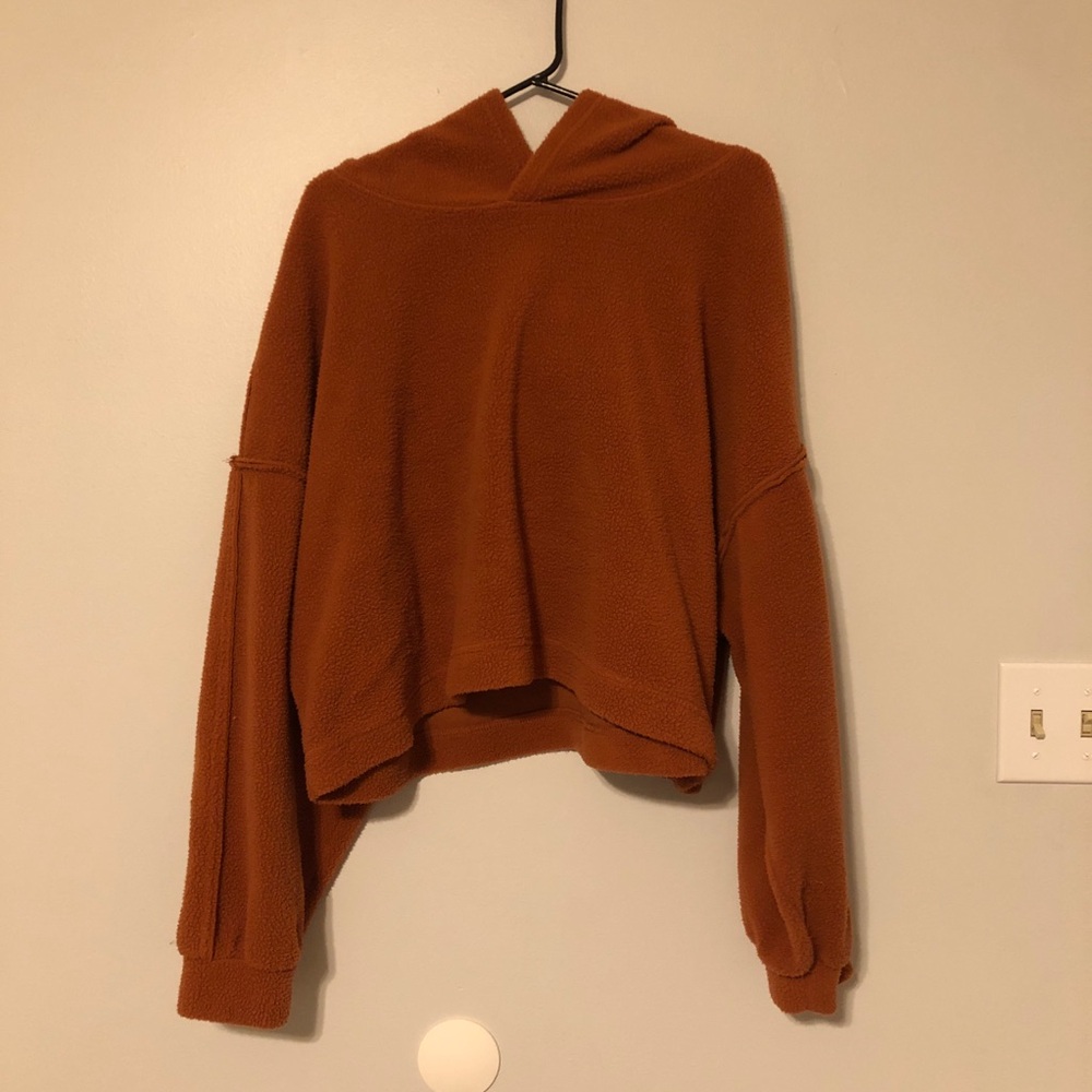 Double Zero Cropped Fleece Rust Orange Hoodie